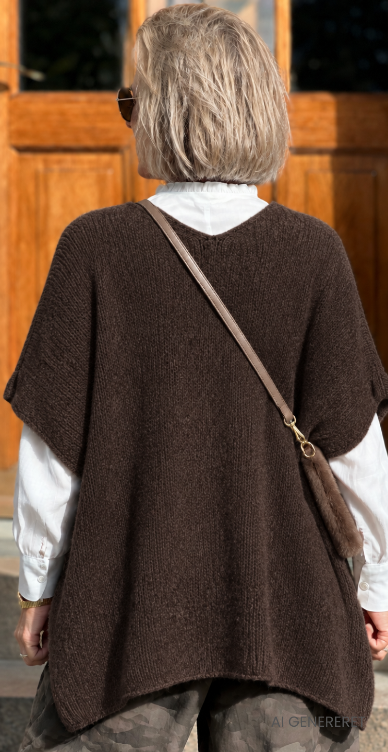 Forudbestil uge 42 Sigga strikket oversized vest med v-hals brun LikeLondon