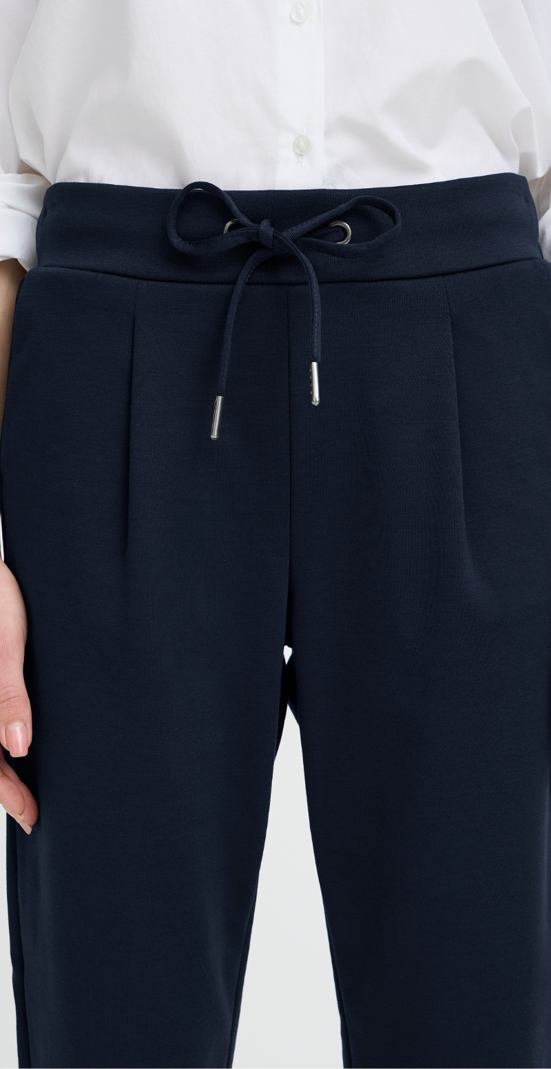 Rizetta bukser med bindebånd og læg navy B-young