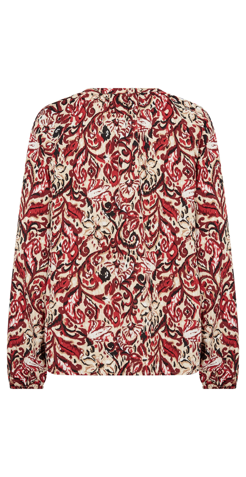 Vava gennemknappet bluse med mønster rød Soyaconcept