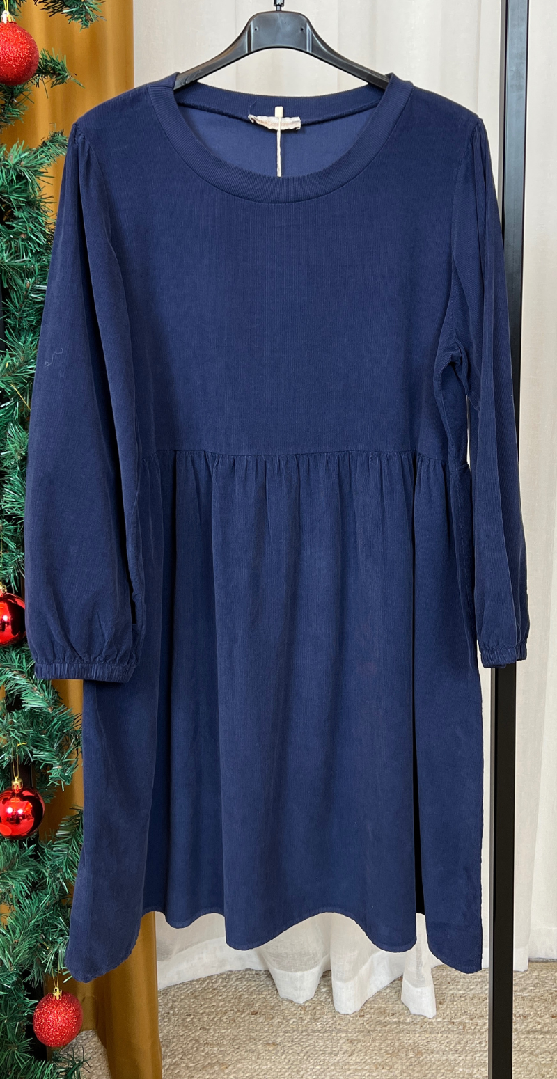 Ava fløjlskjole med ballonærmer navy LikeLondon