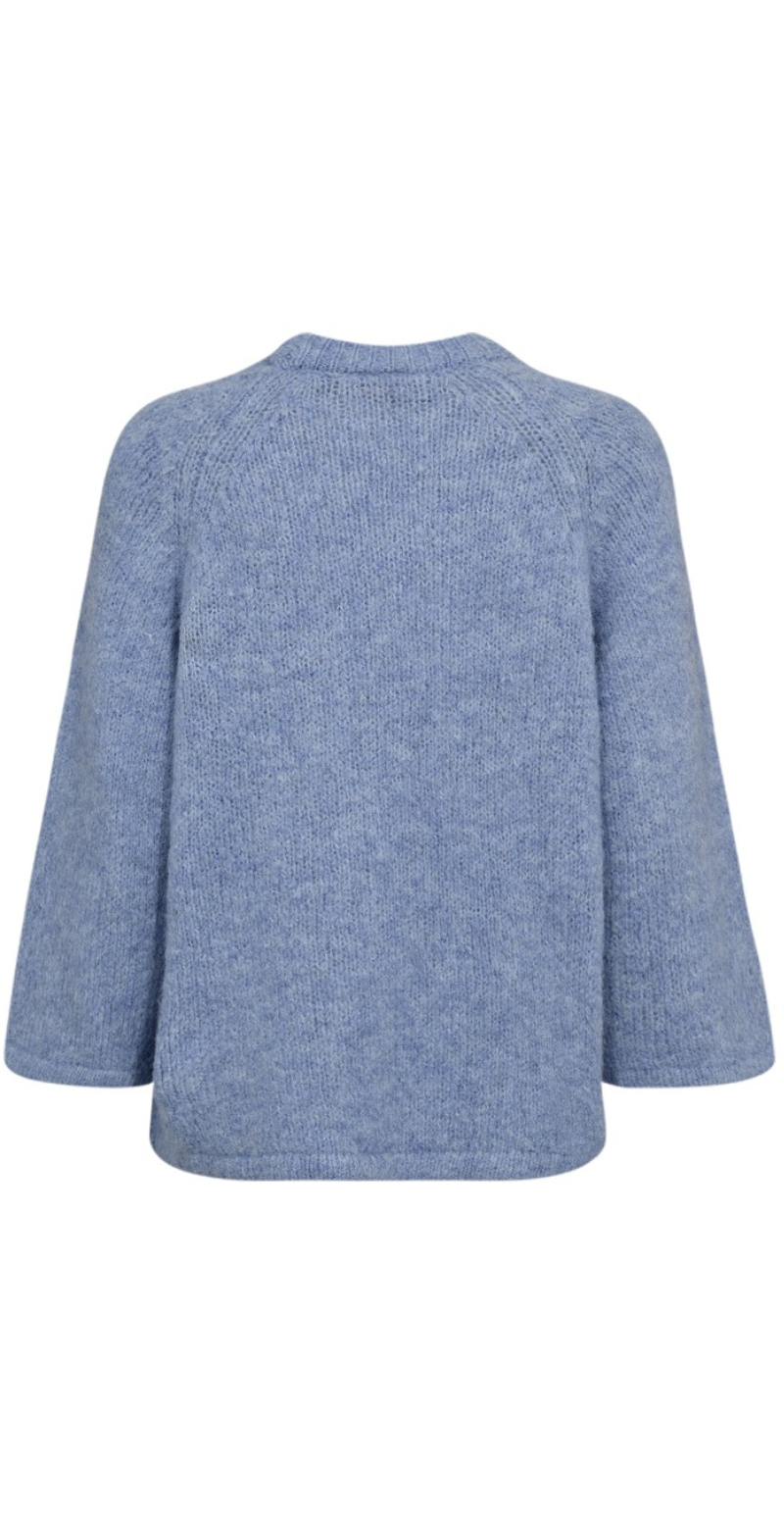 Lullo strik med 3/4 ærmer vista blue melange FreeQuent