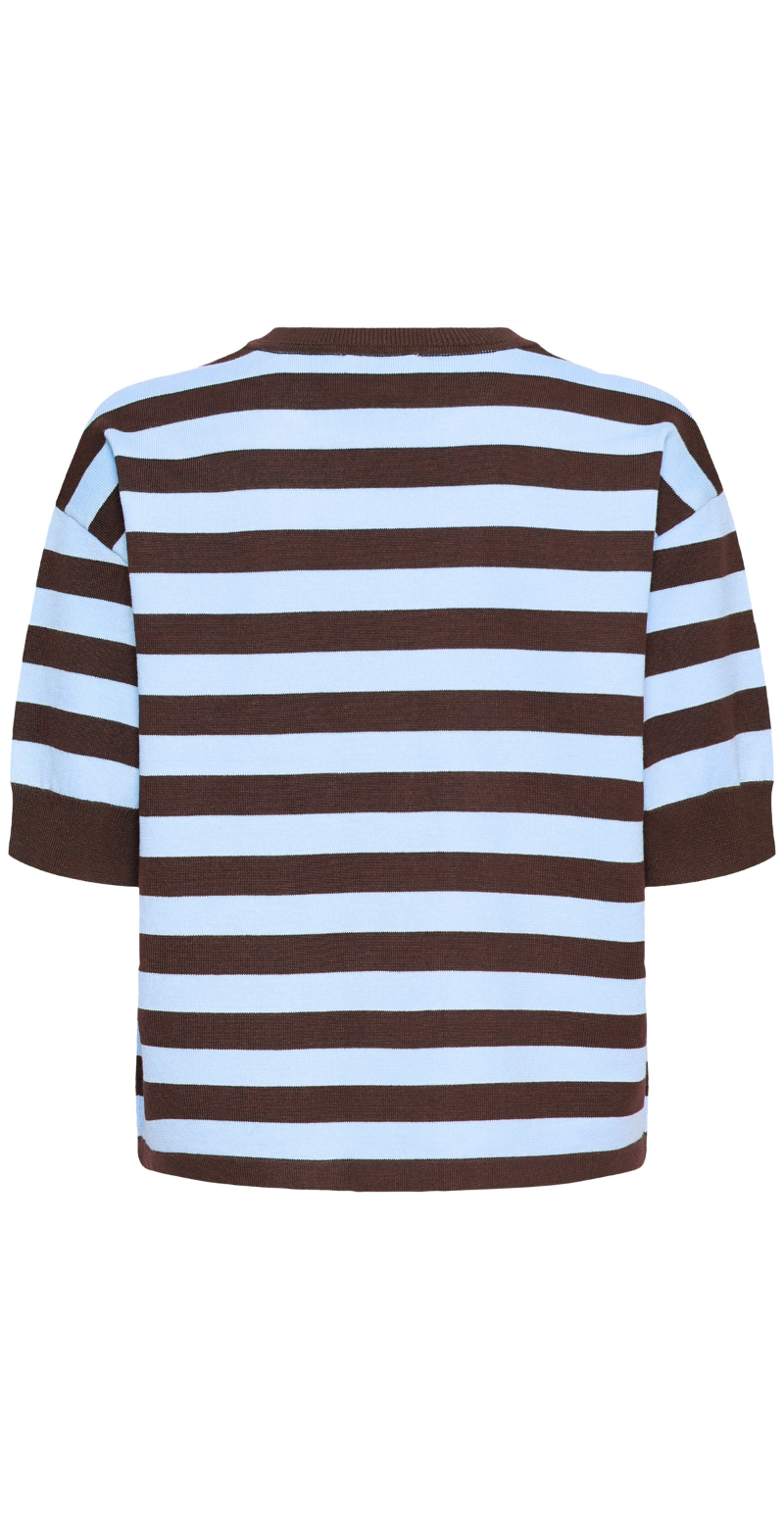 Morla strikbluse i t-shirt med striber java/blue B.young