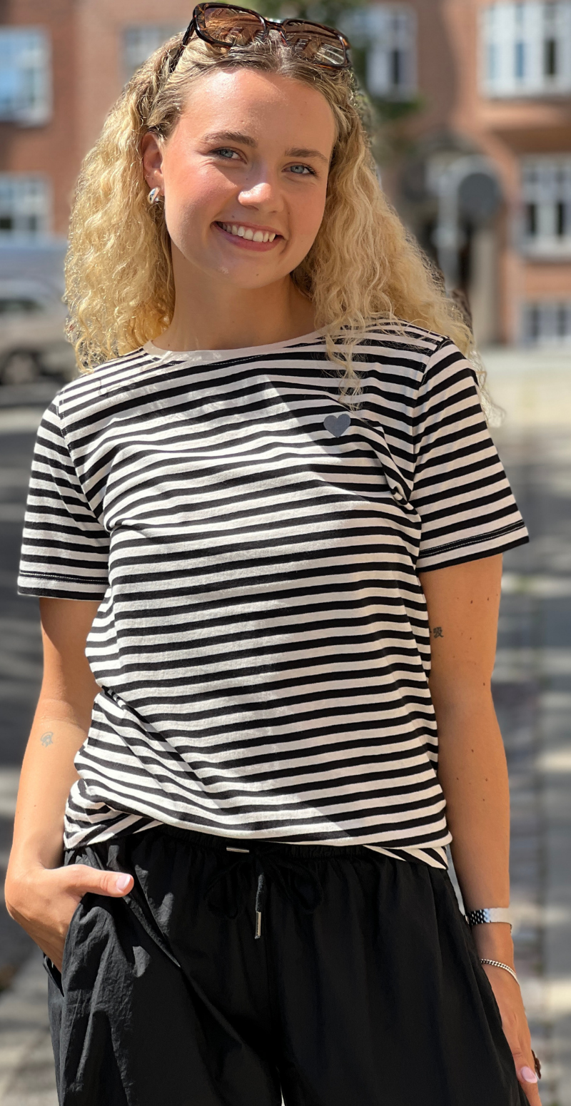 Mian bluse med striber moonbeam w. black Freequent