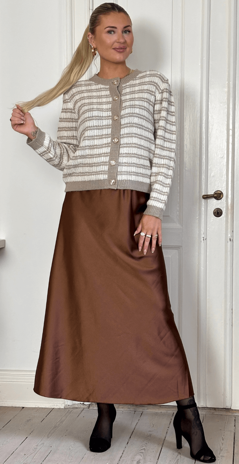 Cissi satin nederdel brun LikeLondon