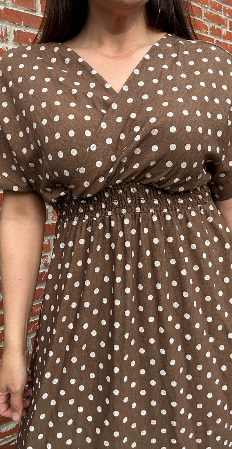 Cornelia kjole med prikker og smock brun LikeLondon by Christina