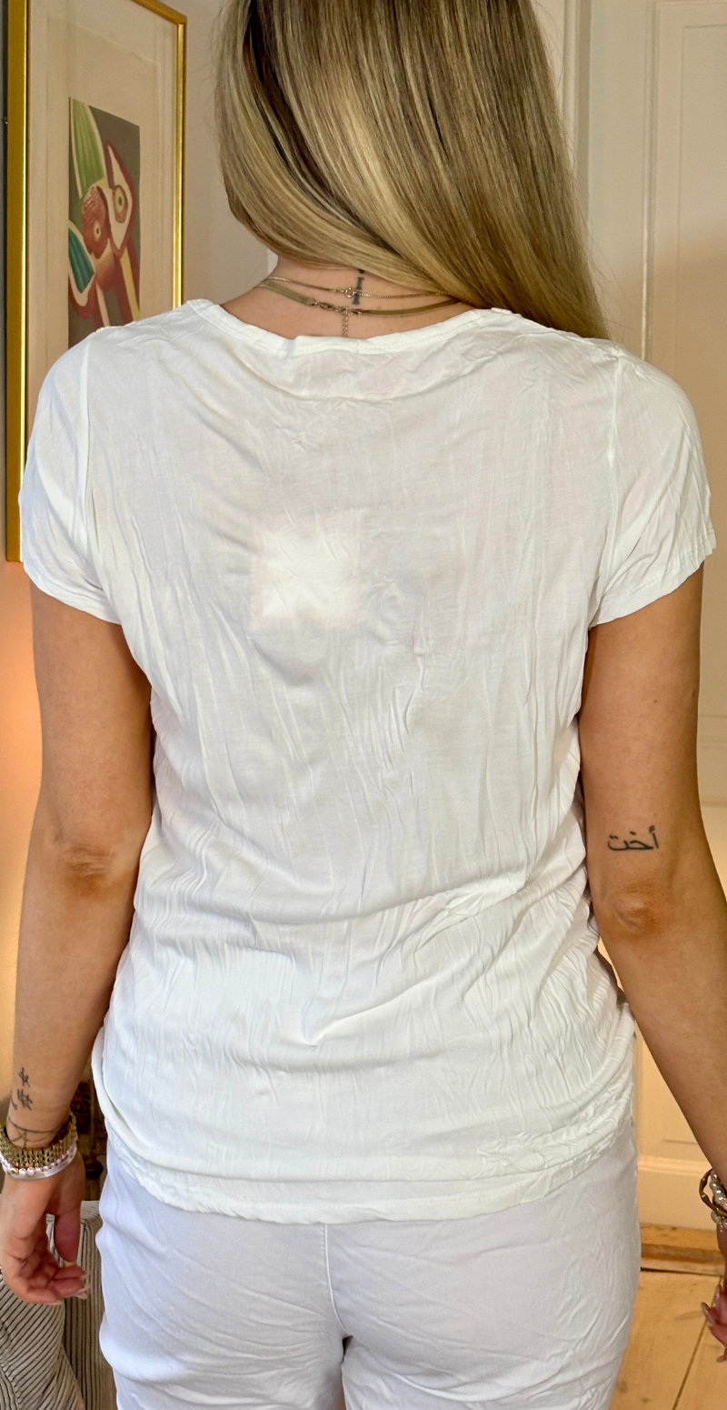 Anya bluse med v-hals og knapper hvid LikeLondon