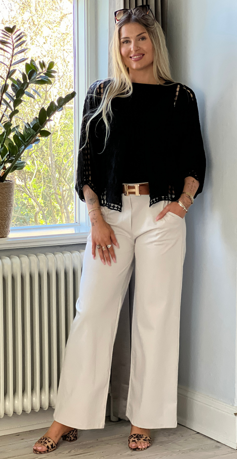 Vivi blonde cardigan med hæklede detaljer sort LikeLondon