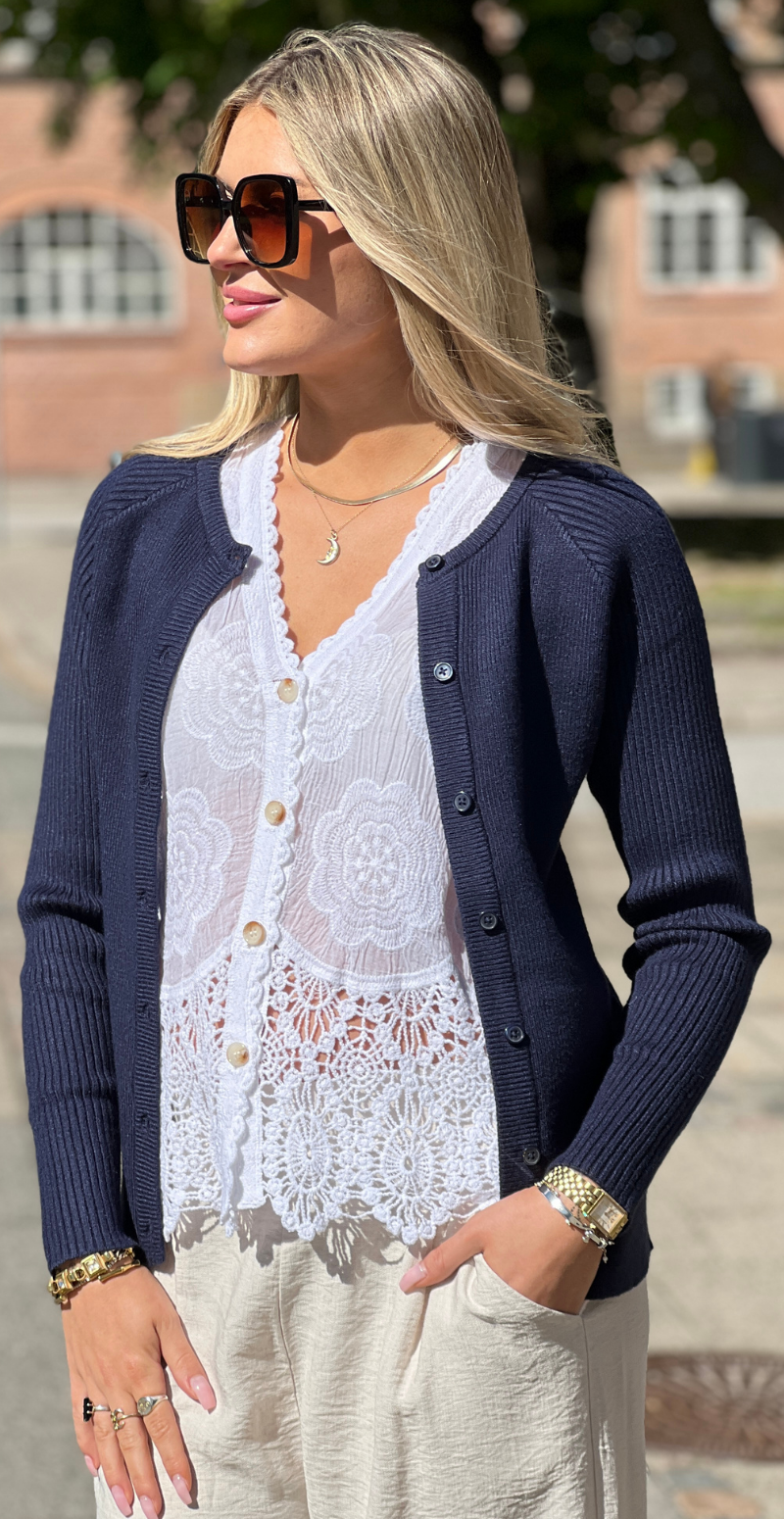 Norma rib cardigan navy blazer B.young