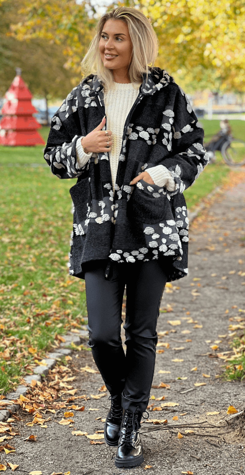 Freya uldjakke kvaster og lynlås grå/sort LikeLondon