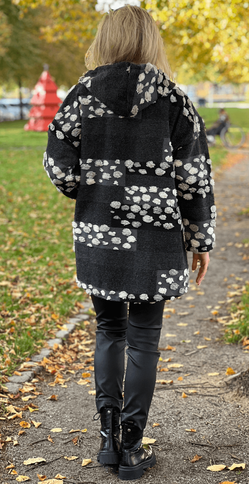 Freya uldjakke kvaster og lynlås grå/sort LikeLondon