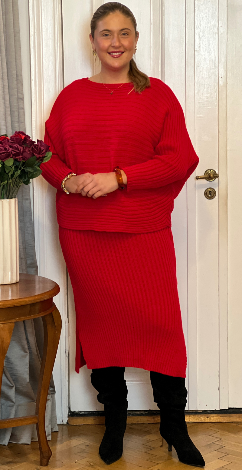 Nala sæt med kjole og strik rød LikeLondon