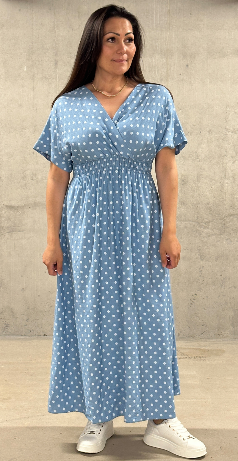 Cornelia kjole med prikker og smock blå LikeLondon by Christina