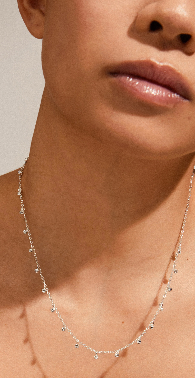 Maja halskæde med krystalcharms sølvbelagt Pilgrim