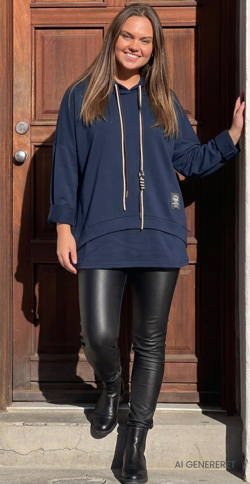 Erna sweatshirt med hætte og snøre navy LikeLondon