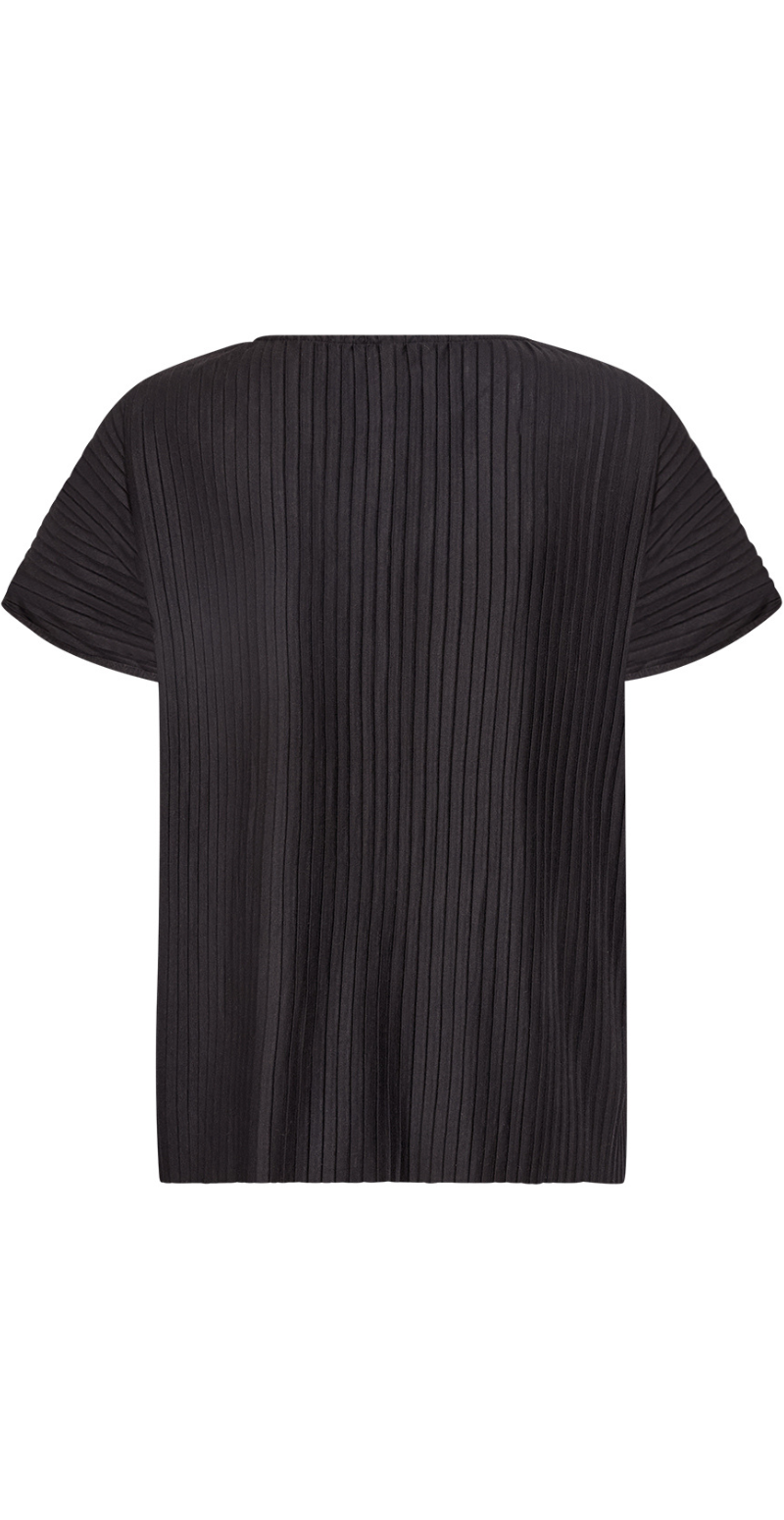 Miriam bluse med v-hals og plissé sort LikeLondon