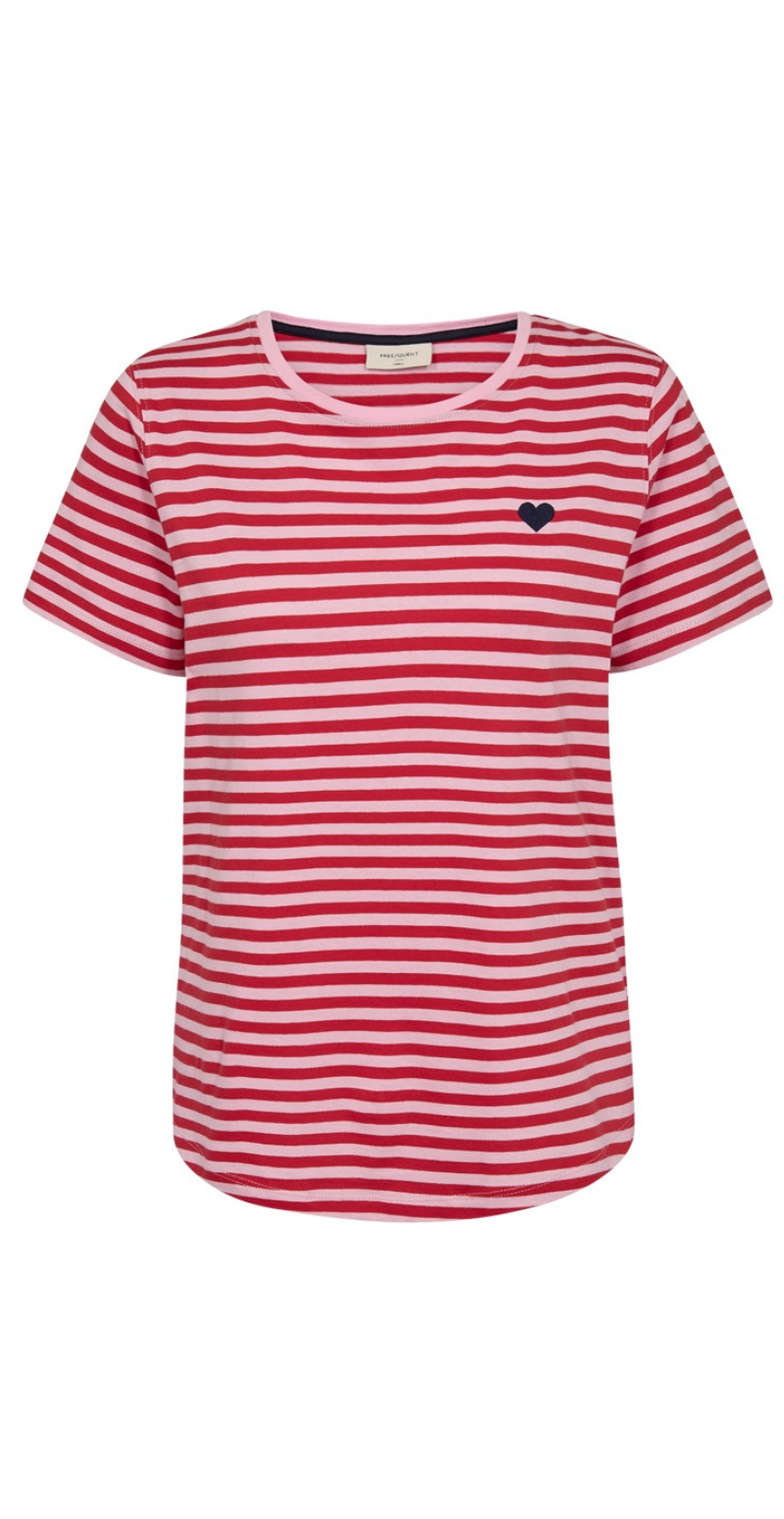 Mian bluse med striber sweet lilac w. true red Freequent