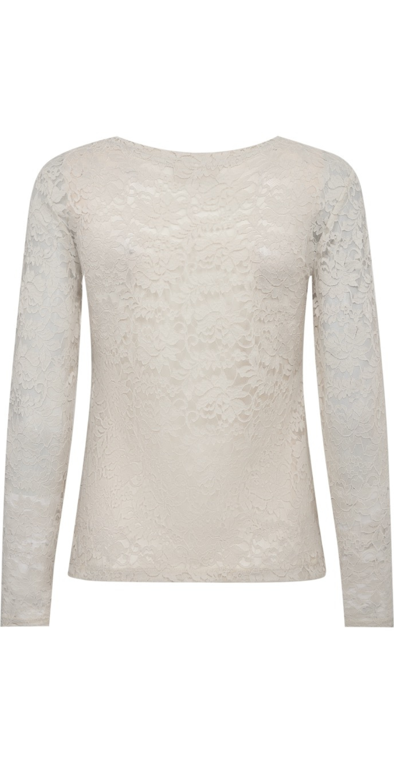 Saldo langærmet bluse med blonder moonbeam Freequent