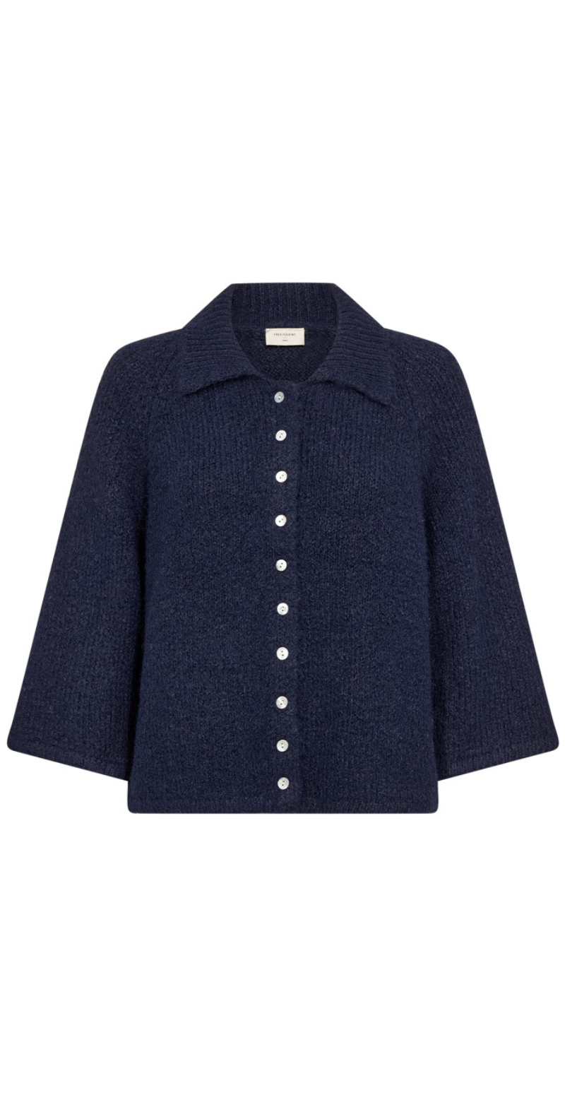Lullo cardigan med 3/4 ærmer navy blazer melange FreeQuent