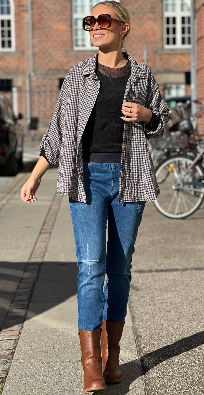 Shantal broken ankel buks medium blå denim Freequent