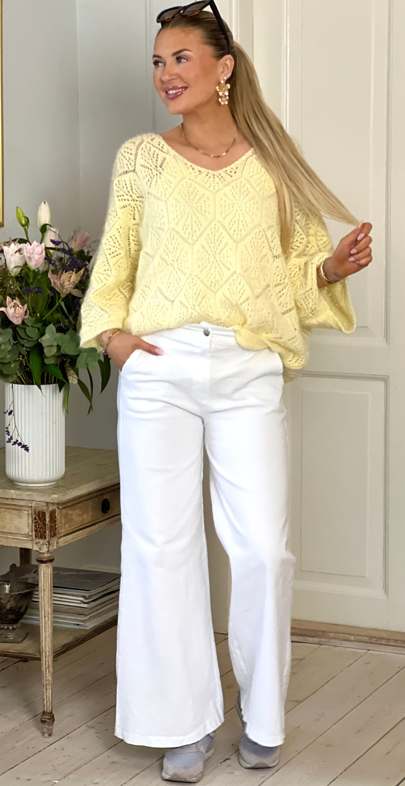 Maggie denimbukser med brede ben hvid LikeLondon