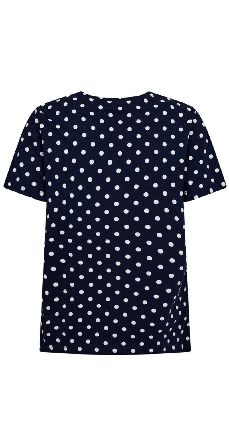 Viva T-shirt med rund hals og prikker navy blazer w. brilliant white Freequent