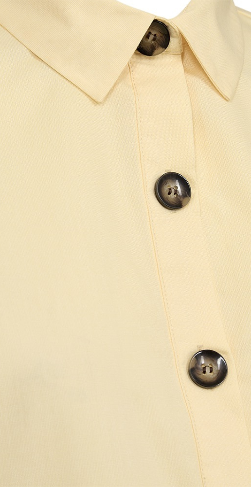 Flynn skjorte med stolpelukning golden haze Freequent