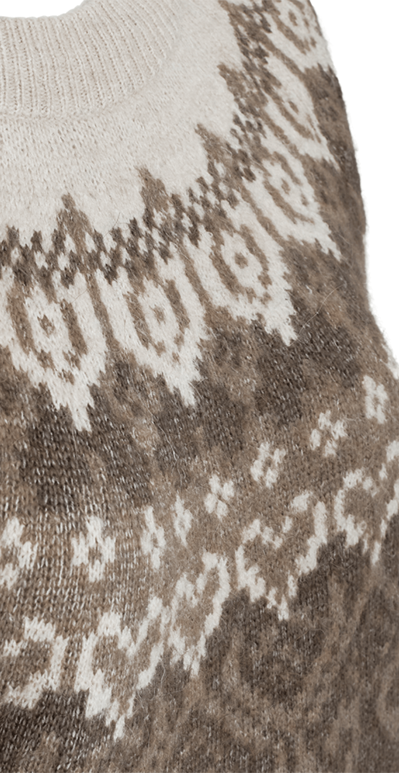 Merla pullover i uldblanding med mønster morel w. moonbeam