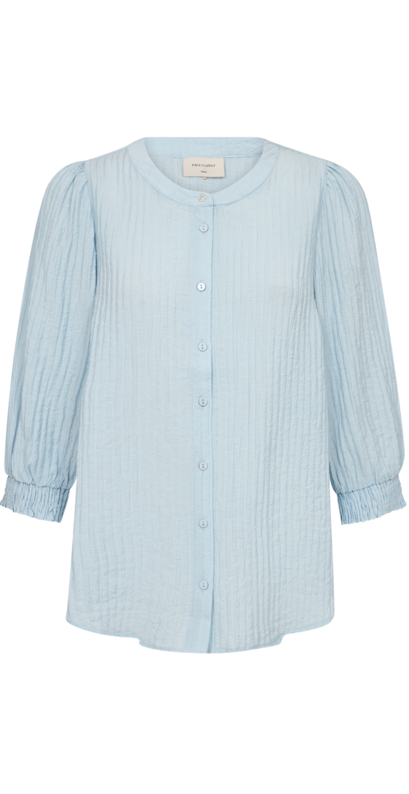 Aby bluse med struktur chambray blue