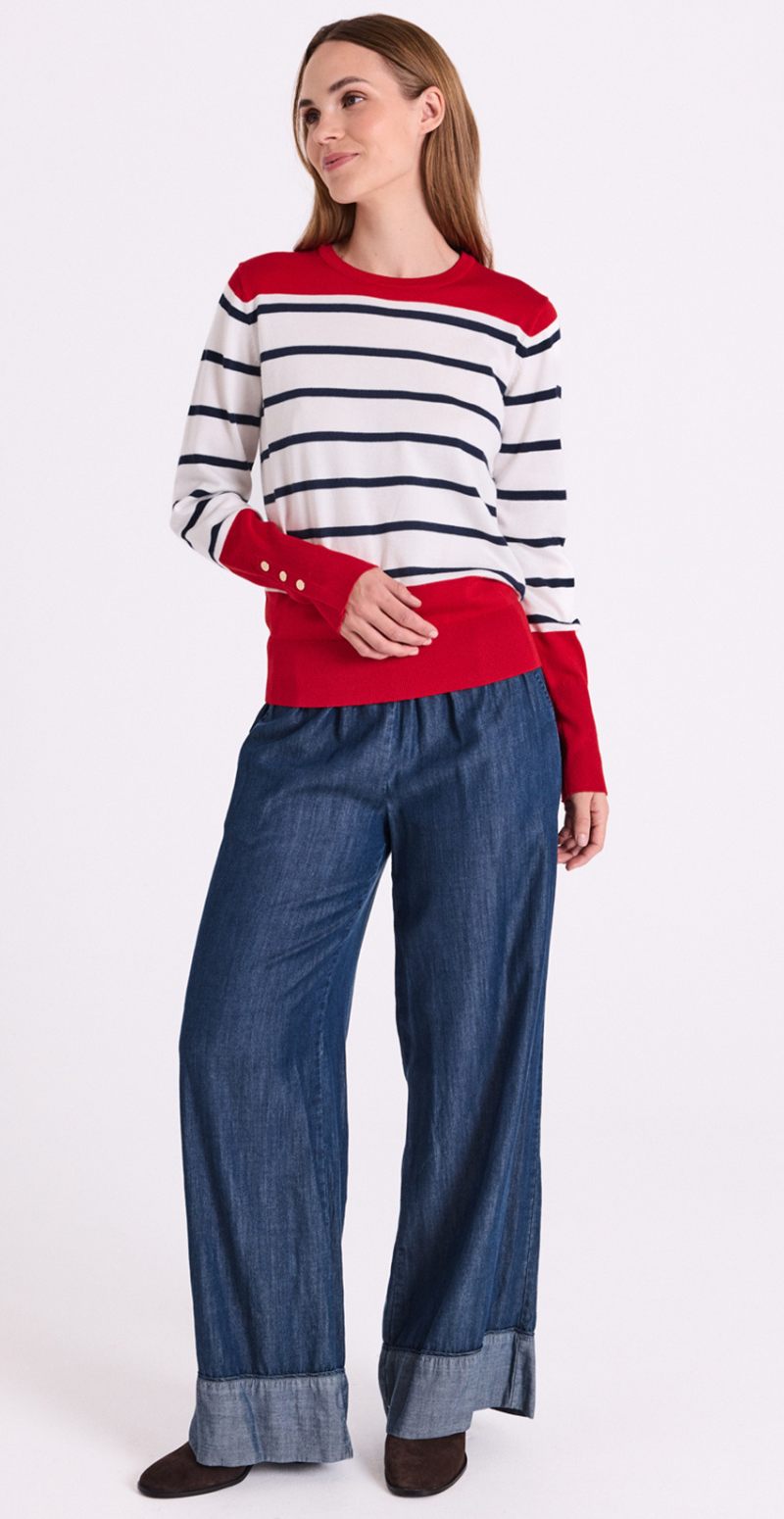 Wilke denimbukser med piping detaljer medium blue denim Freequent