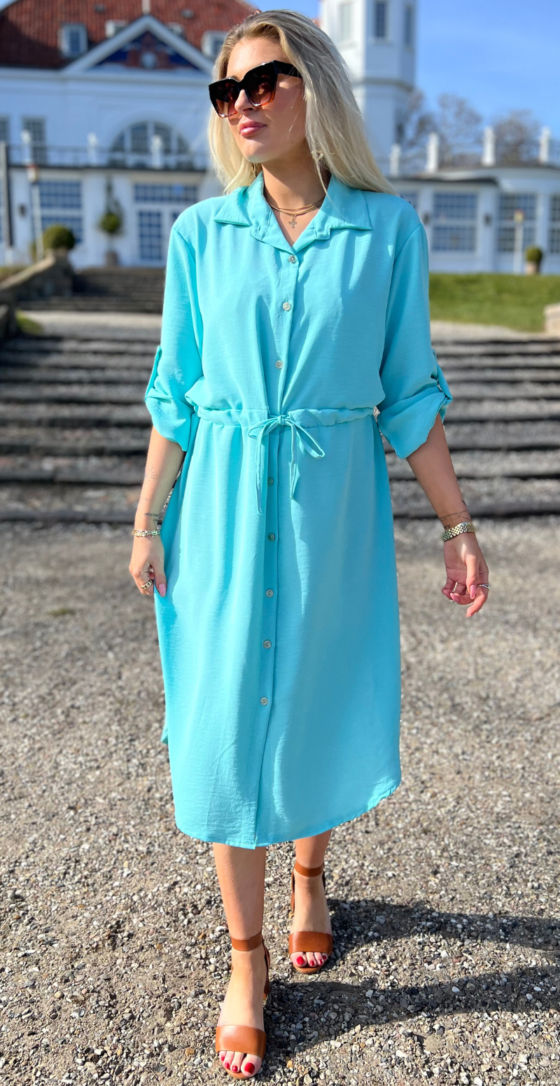 Elenora kjole med bindebånd i taljen mint LikeLondon