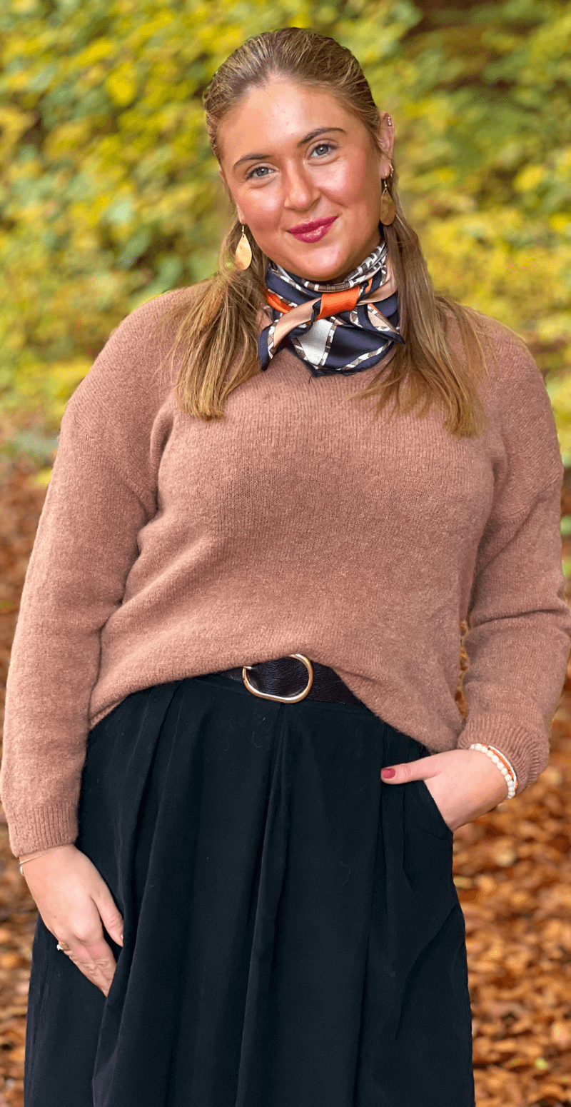 Silketørklæde med grafisk mønster navy/orange LikeLondon