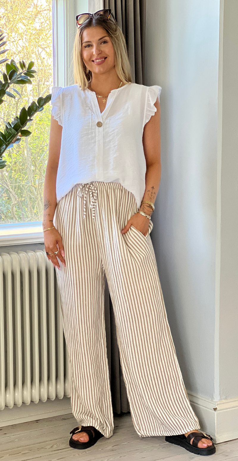 Zelina bukser med striber i musselin fango LikeLondon