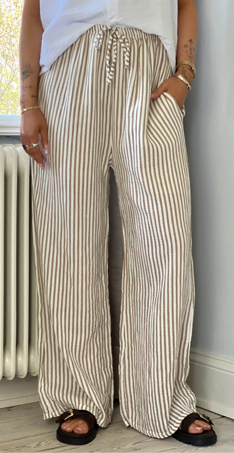 Zelina bukser med striber i musselin fango LikeLondon