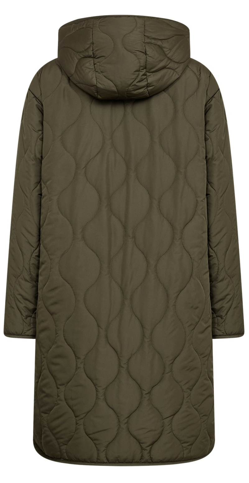 Amara lang vendbar jakke i quiltet og teddylook army LikeLondon
