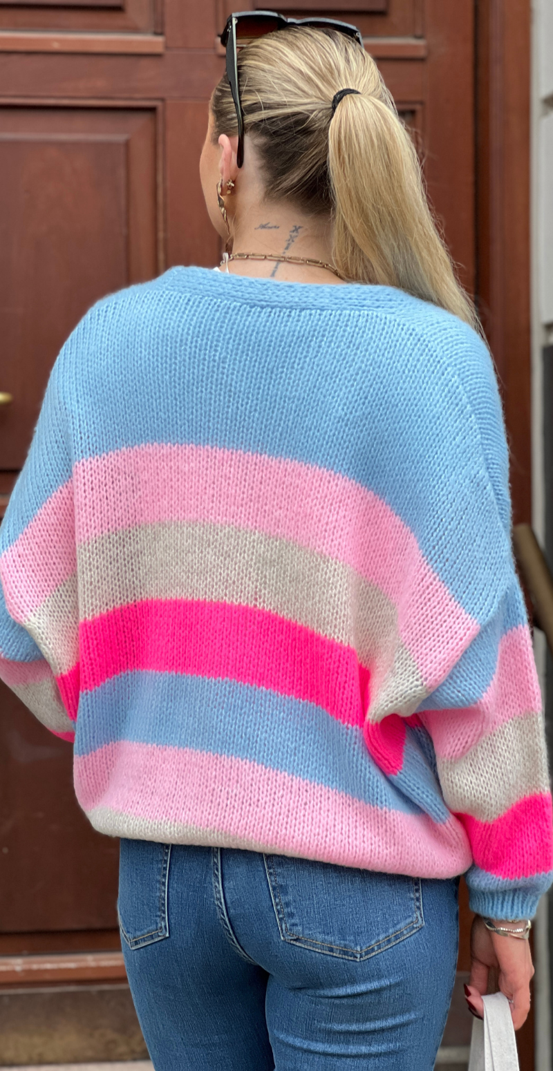 Evelina cardigan med guldknapper lysblå LikeLondon