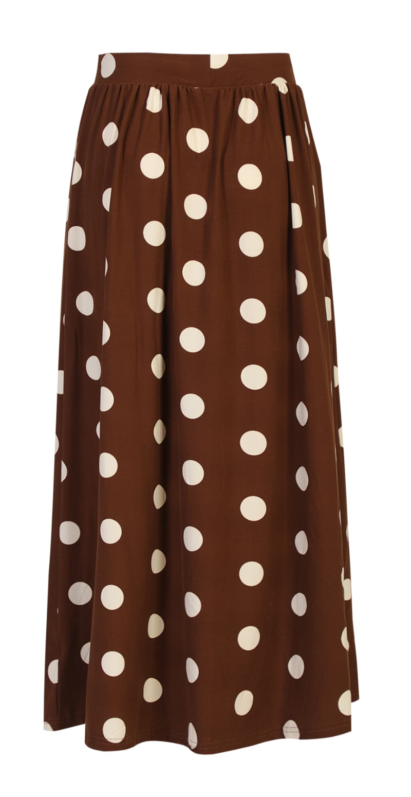 Alma nederdel med polkaprikker brown creme dot Liberté