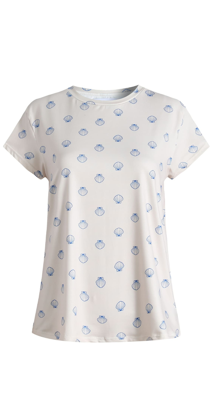 Alma t-shirt ivory cobolt shell Liberté