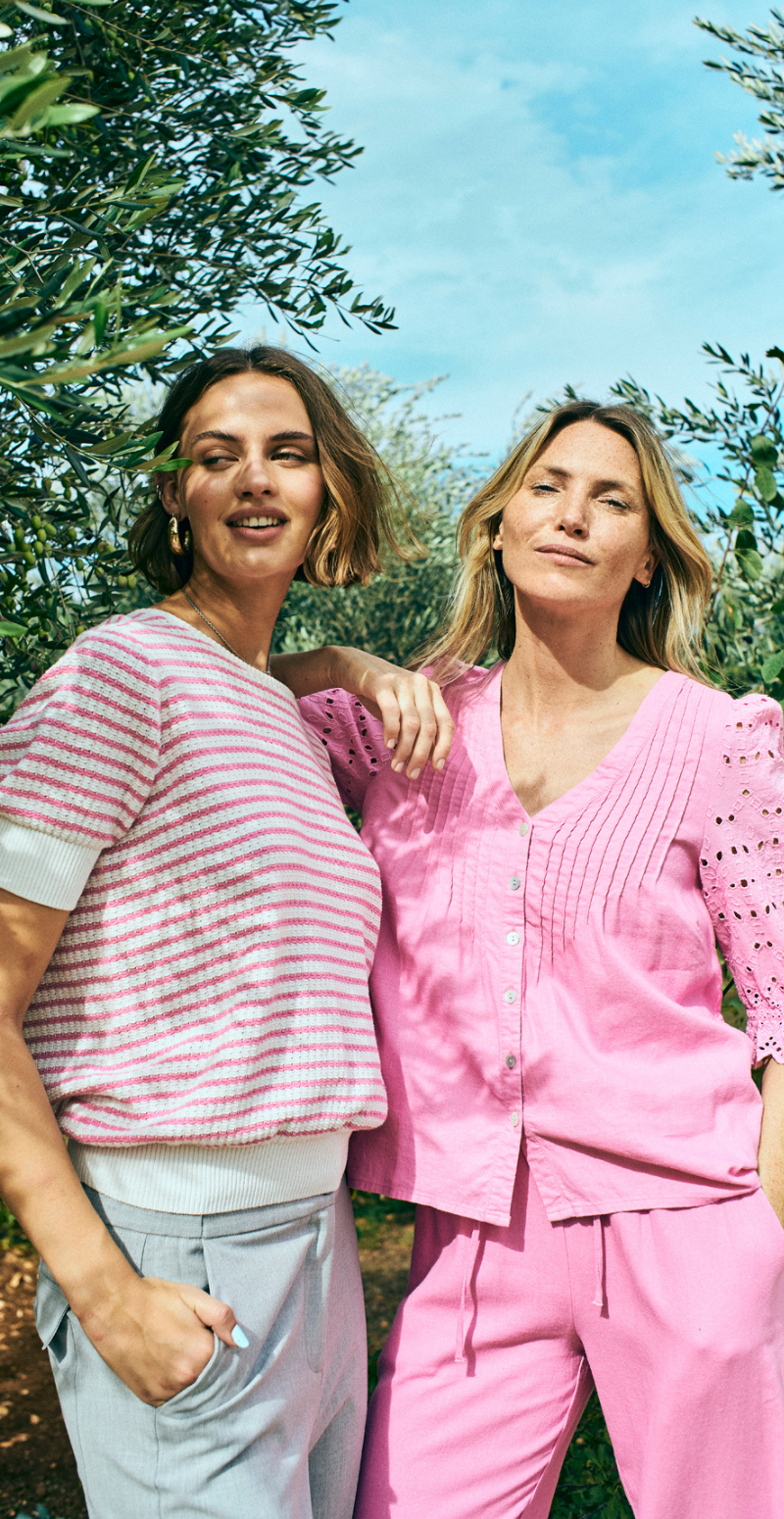 Dodo pullover med striber hvid w. fuchsia