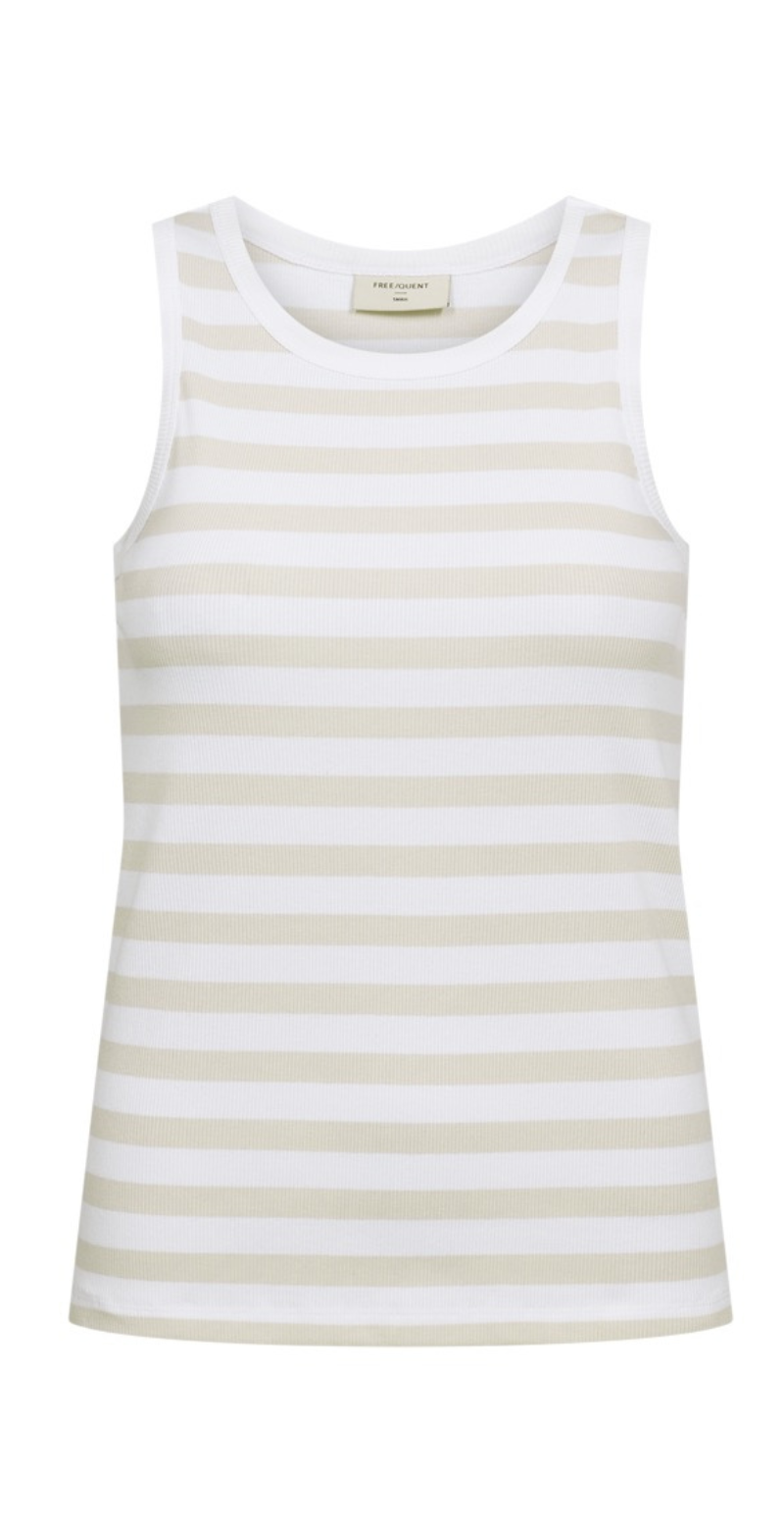 Effy top med rib og striber brilliant white w. moonbeam Freequent