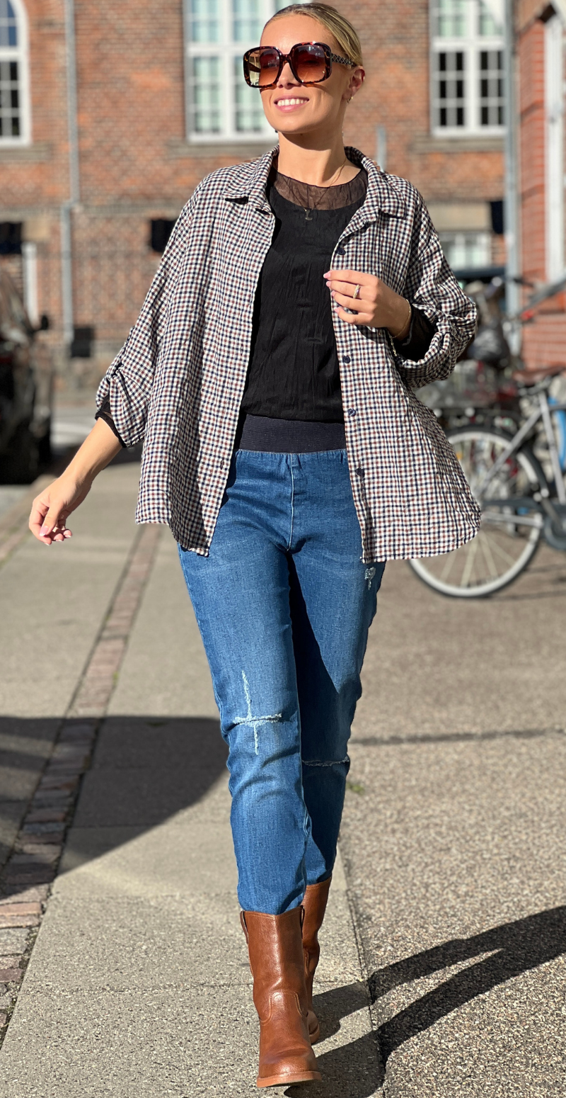 Shantal broken ankel buks medium blå denim Freequent