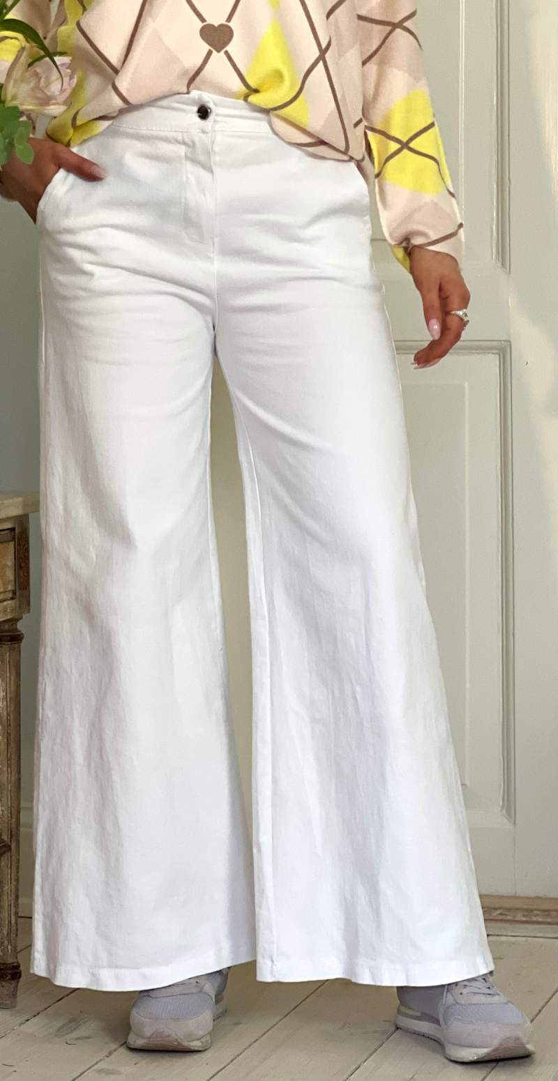 Maggie denimbukser med brede ben hvid LikeLondon