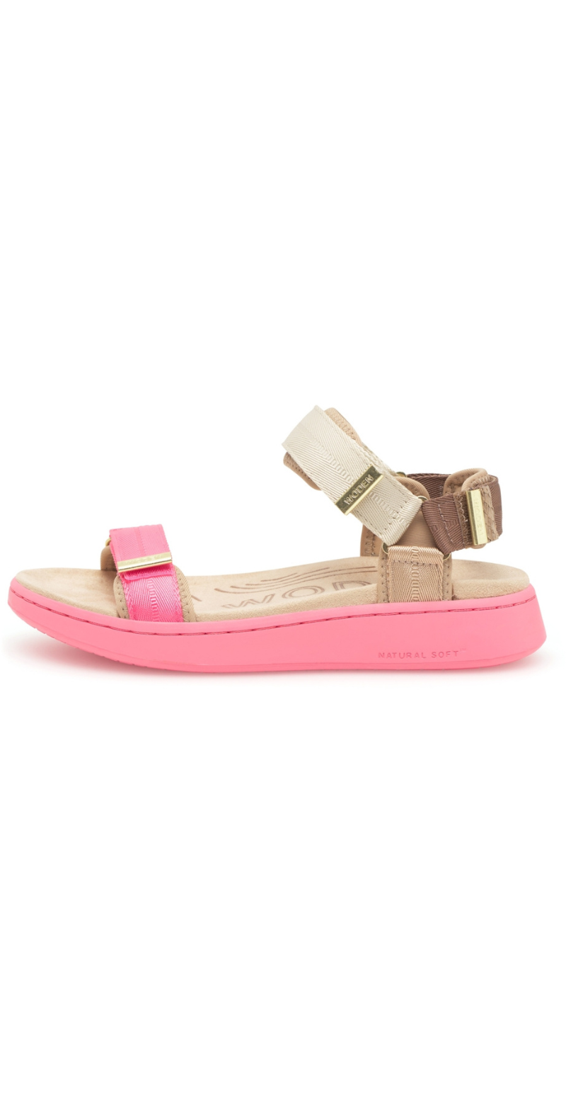 Line tricolor sandal raspberry multi Woden