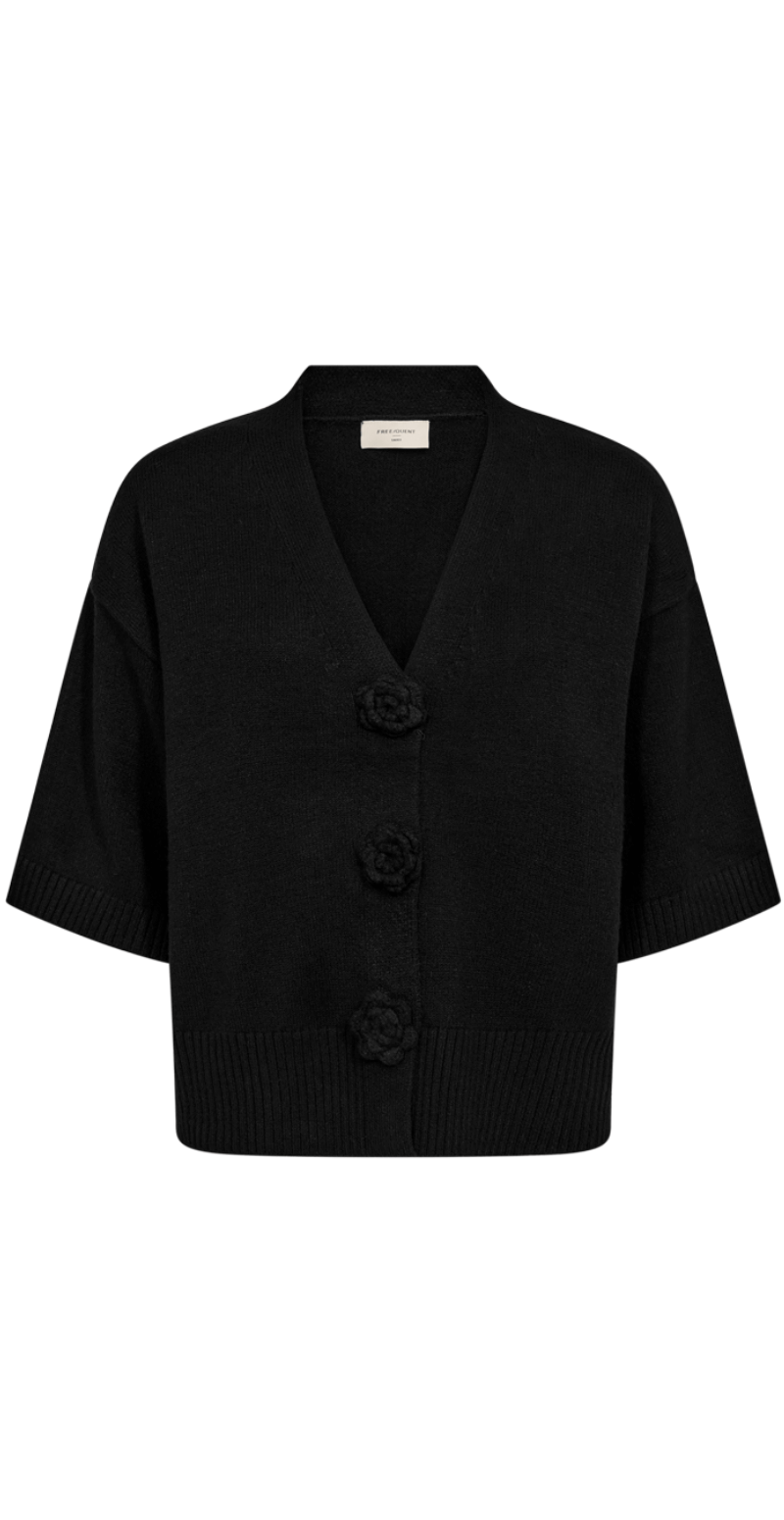 Alpi cardigan med hæklede knapper sort