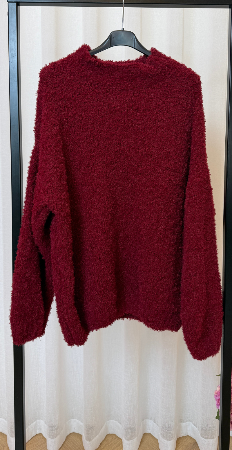 Rafaella strik i chenille med lange ærmer bordeaux LikeLondon