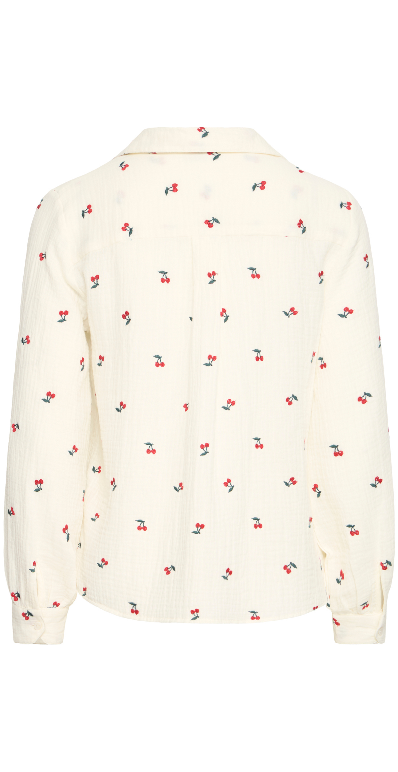 Iberlin musselin bluse med kirsebær cerise marshmallow B.young