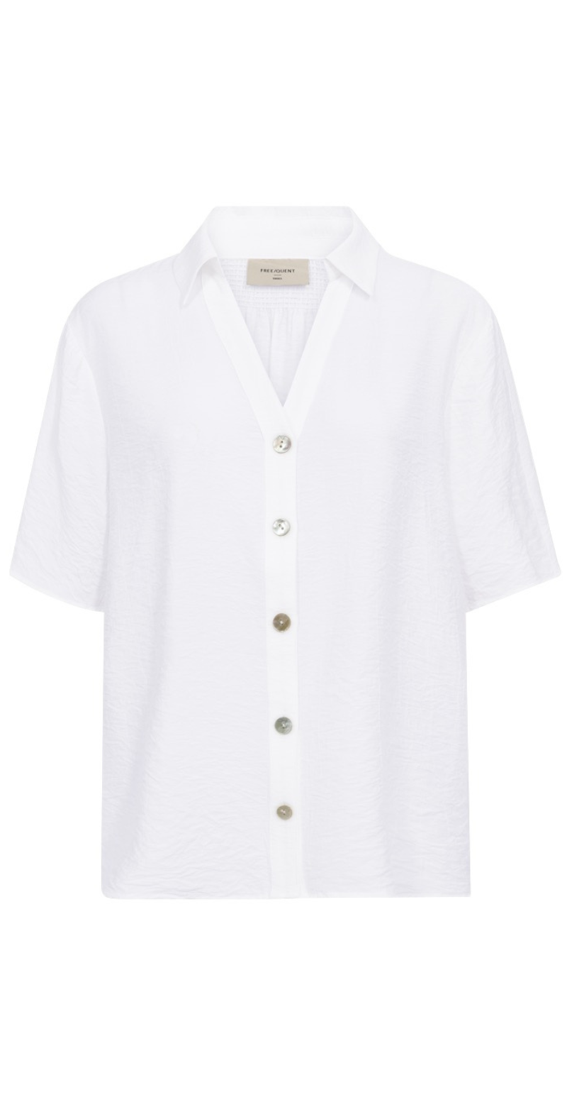 Cello gennemknappet bluse med struktur brilliant white Freequent