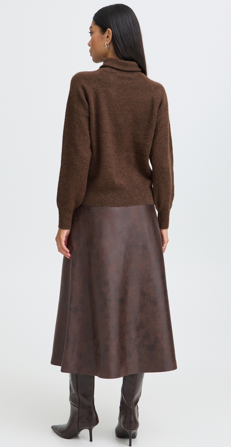 Monna strikbluse med rullekrave java melange B.young