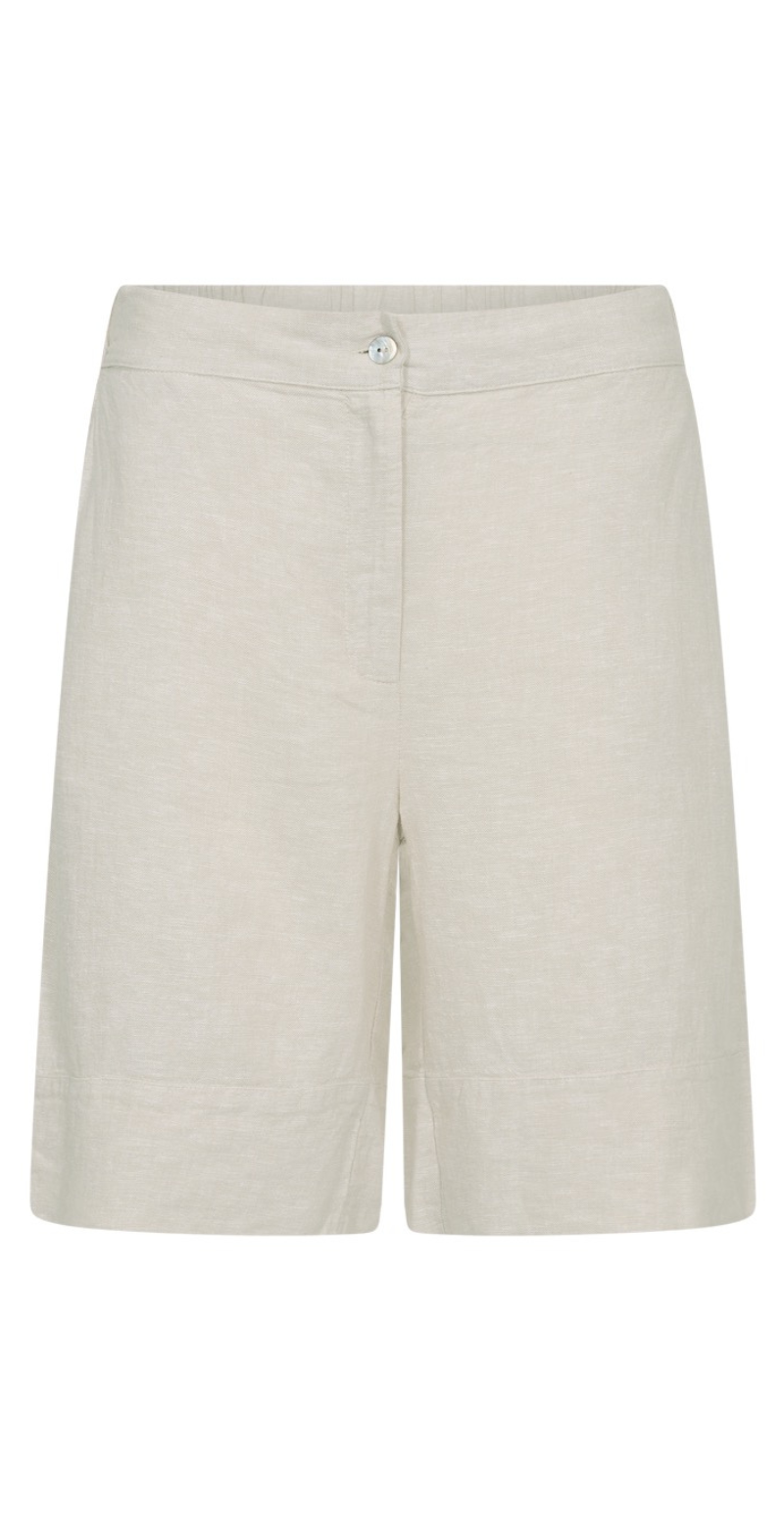 Lava hør shorts med knapper og store lommer moonbeam melange Freequent