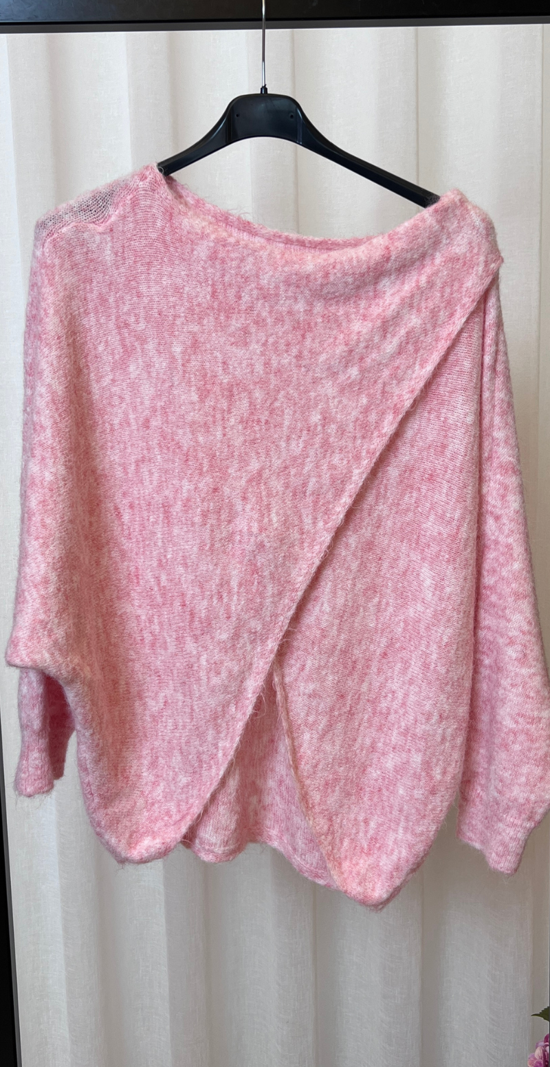 Madicken strikbluse med wrap effekt rosa LikeLondon