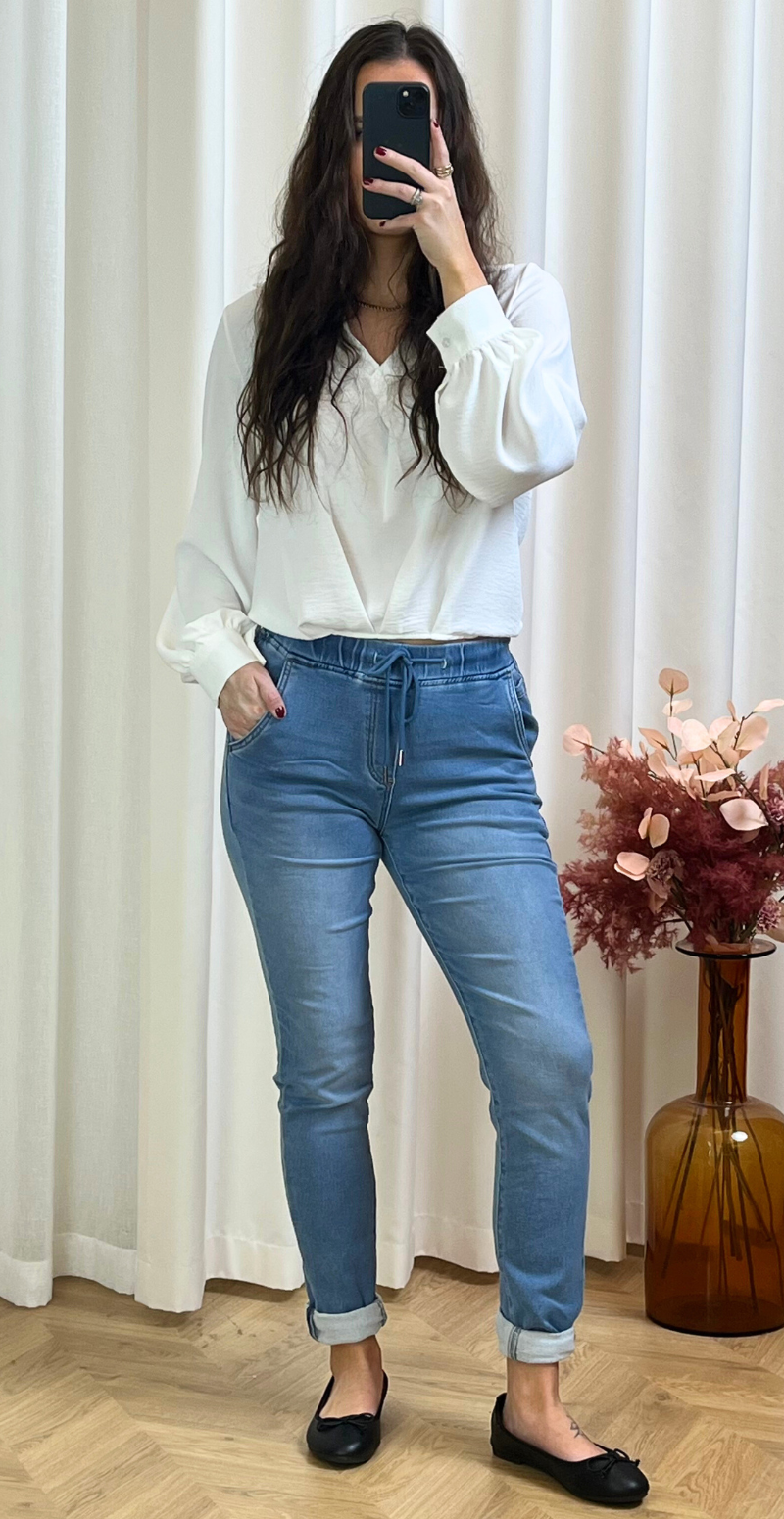 Gabby bukser med opsmøg lys denim LikeLondon